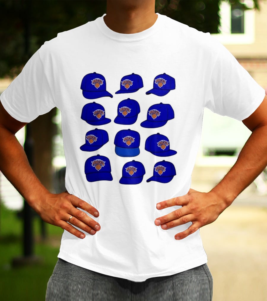 New York Knicks Blue Caps Collection With Iconic Basketball Team T-Shirt