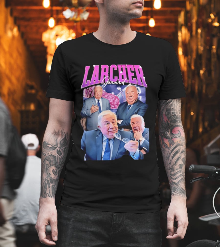 Larcher Gérard 90s Bootleg Style Retro Collage T-Shirt