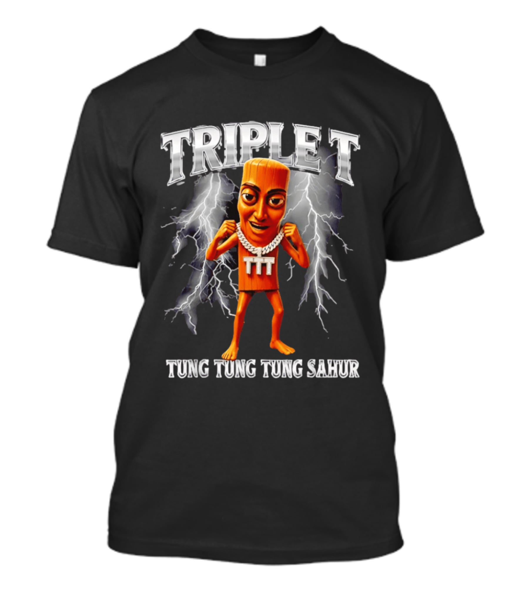 Triple Tung Tung Tung Sahur Meme Brainrot T-Shirt