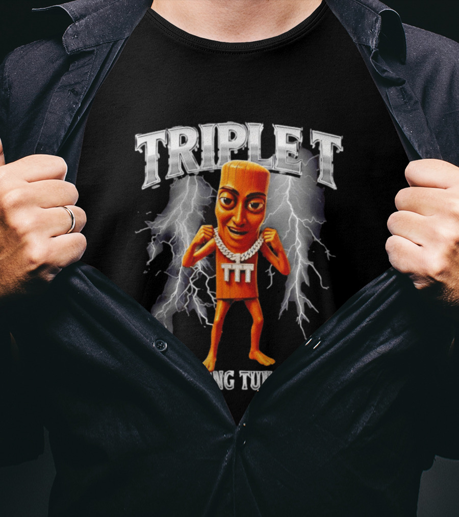 Triple Tung Tung Tung Sahur Meme Brainrot T-Shirt