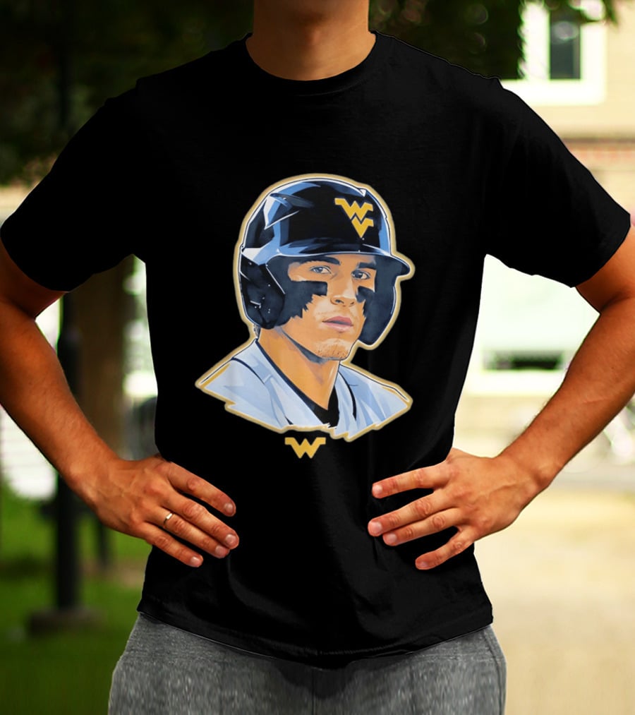 West Virginia Baseball Player Helmet WV T-Shirt