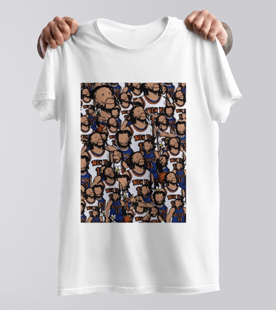 Jalen Brunson New York Knicks Number 11 NEMY Cartoon Collage T-Shirt