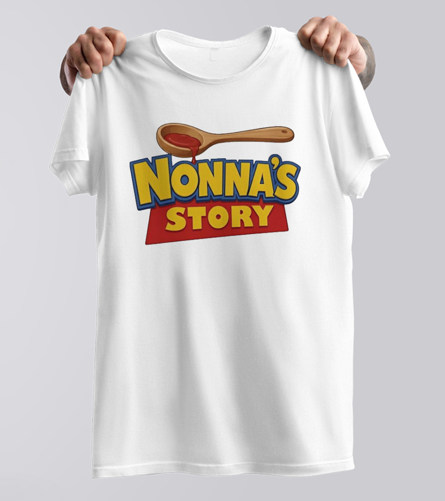 Nonna's Story Wooden Spoon Icon With Red Sauce T-Shirt