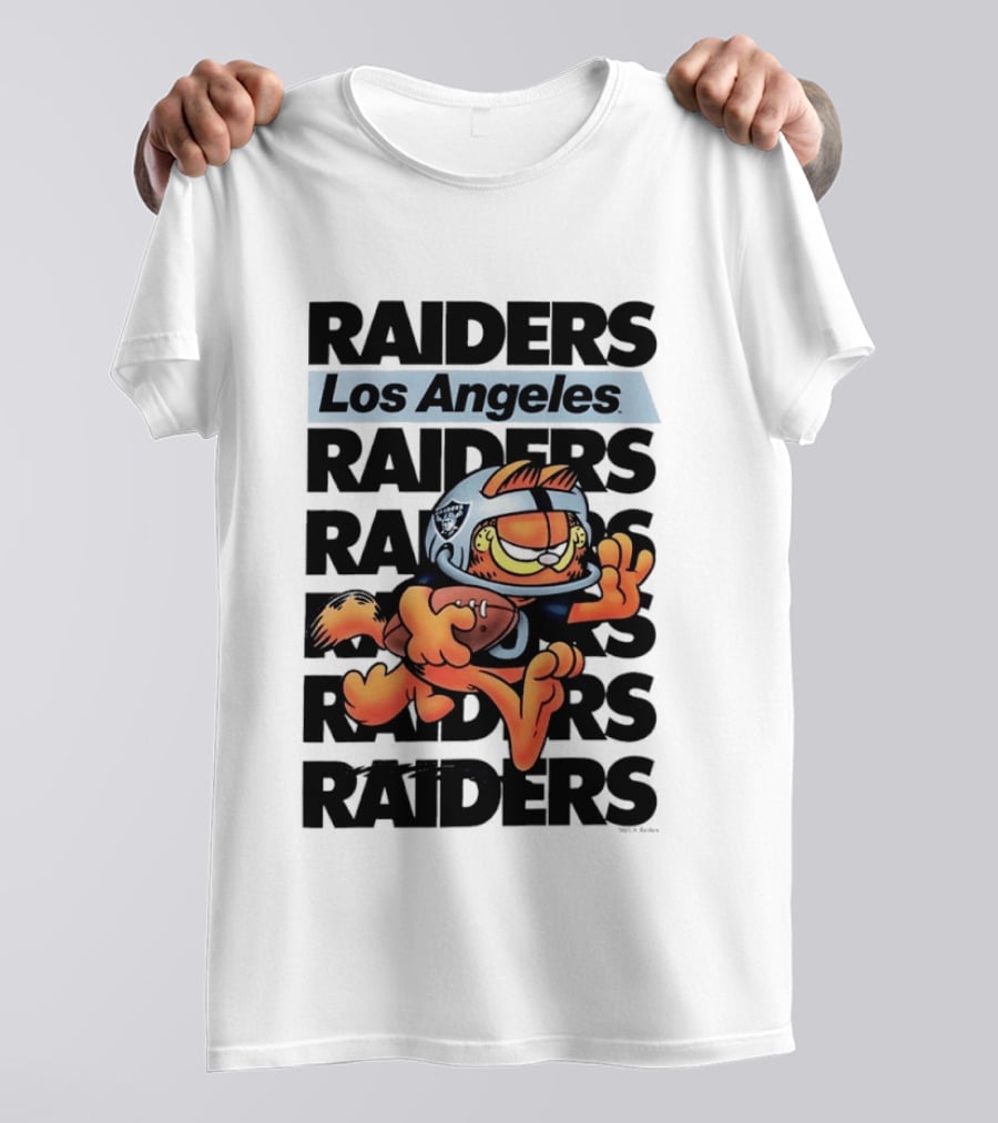 Los Angeles Raiders Orange Cat Football Helmet Running T-Shirt