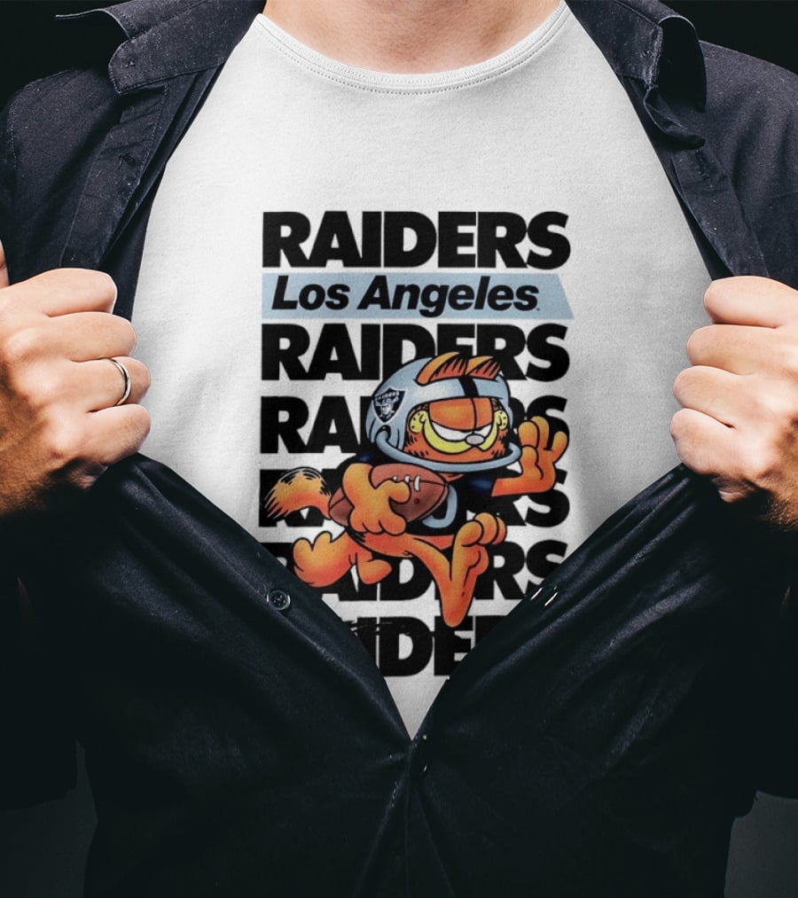 Los Angeles Raiders Orange Cat Football Helmet Running T-Shirt