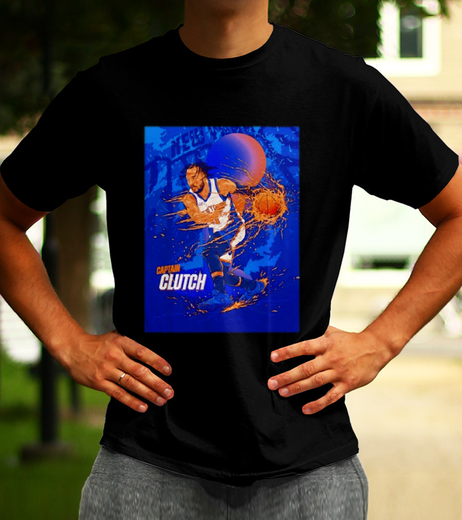 New York Knicks Captain Clutch Jalen Brunson Basketball Flames 2026 T-Shirt