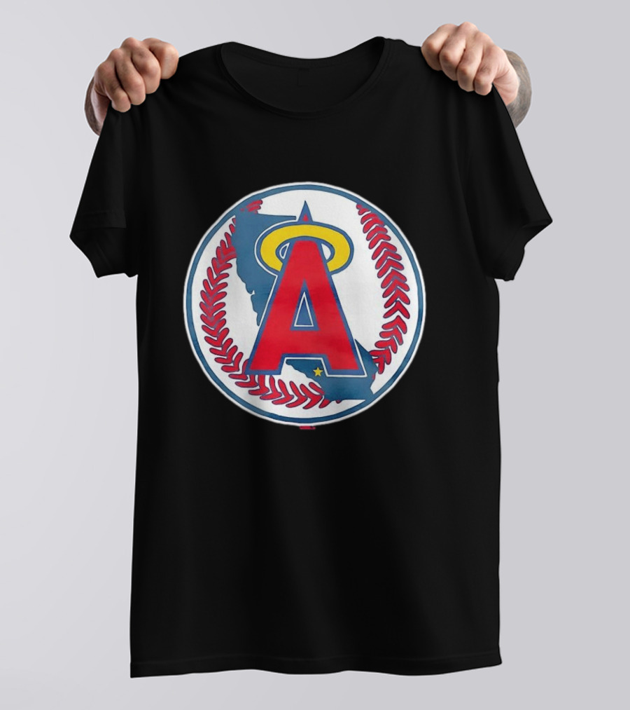 Los Angeles Angels Classic Halo A Baseball Emblem California Map T-Shirt