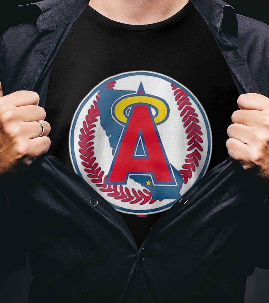 Los Angeles Angels Classic Halo A Baseball Emblem California Map T-Shirt