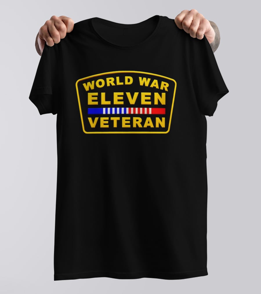 World War Eleven Veteran Patch Style Yellow Black Red Blue T-Shirt