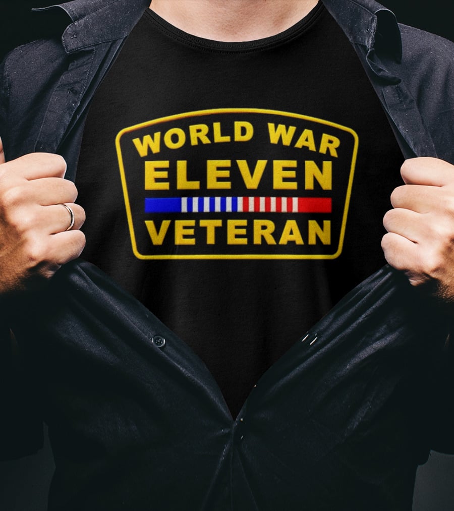 World War Eleven Veteran Patch Style Yellow Black Red Blue T-Shirt