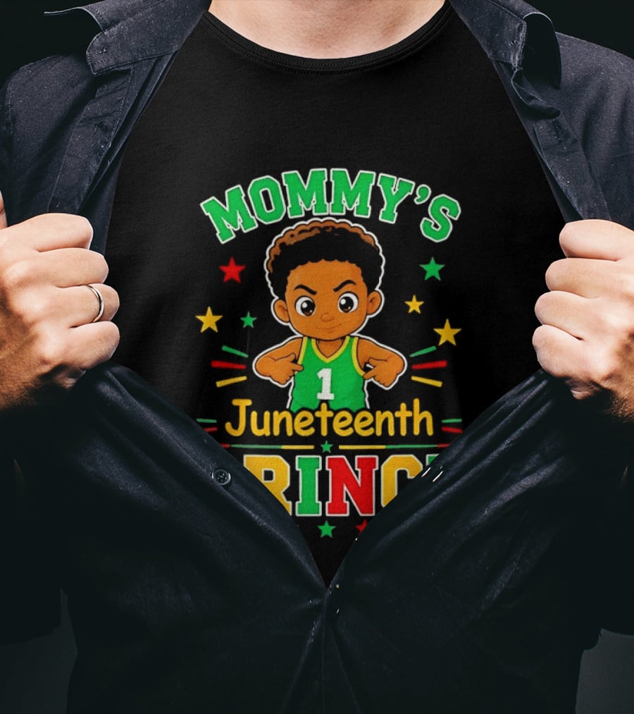 Mommy's Juneteenth Prince Little Boy Basketball Celebration Number One Kid T-Shirt