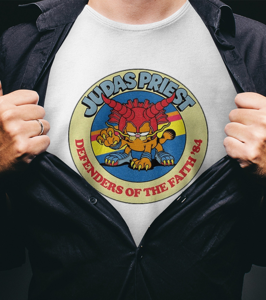 Judas Priest Defenders Of The Faith '84 Orange Cat T-Shirt