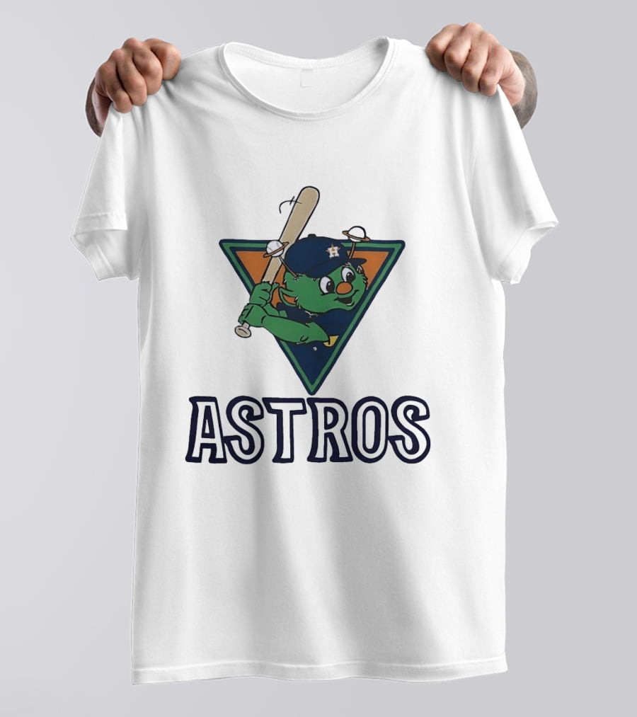 Orbit Houston Astros With Saturn Rings Baseball Bat Triangle T-Shirt