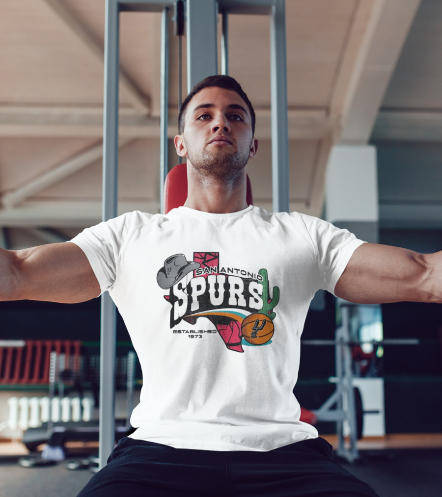 San Antonio Spurs Established 1973 Texas Cowboy Hat Cactus Basketball Team T-Shirt