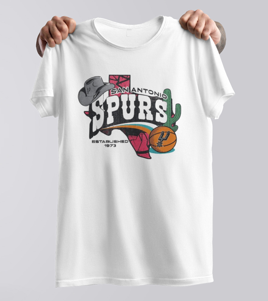 San Antonio Spurs Established 1973 Texas Cowboy Hat Cactus Basketball Team T-Shirt