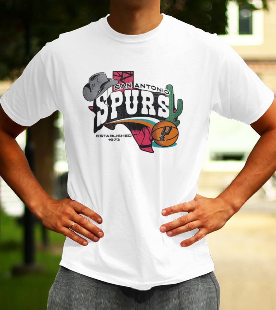 San Antonio Spurs Established 1973 Texas Cowboy Hat Cactus Basketball Team T-Shirt