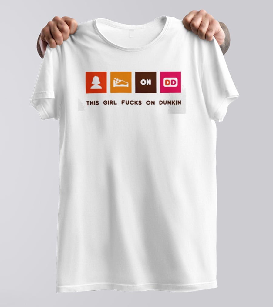 This Girl Fucks On Dunkin Retro Icon Square Blocks T-Shirt