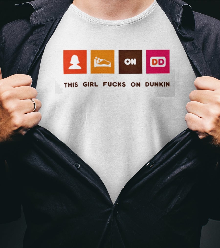 This Girl Fucks On Dunkin Retro Icon Square Blocks T-Shirt