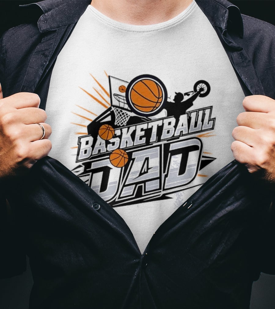 Basketball Dad Action Hoop Flying Ball Slam Dunk Sports T-Shirt
