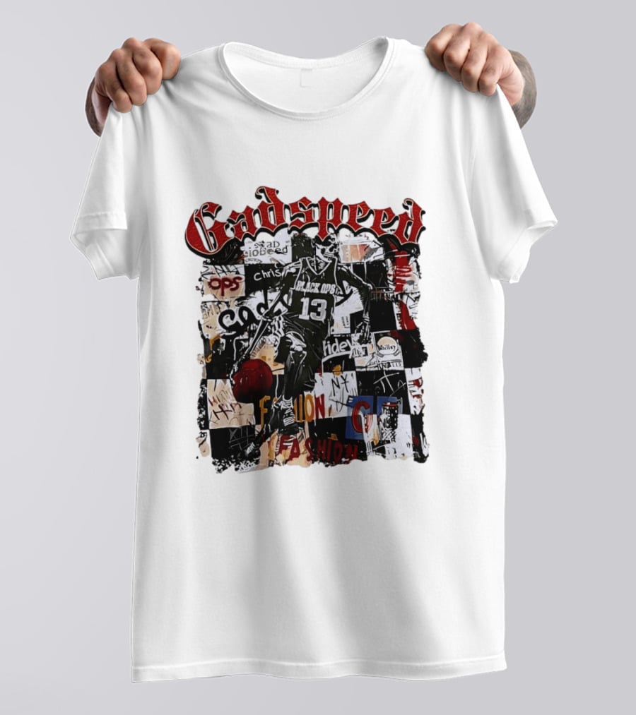 Godspeed Black Ops 13 Basketball Collage Style Urban Fashion T-Shirt