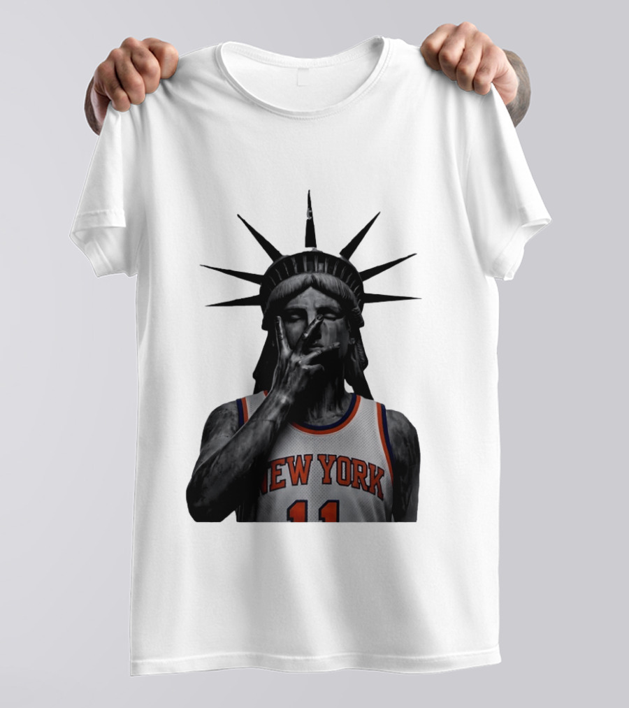 New York Knicks Jalen Brunson Statue Of Liberty Basketball Legend The Wait Is Over T-Shirt