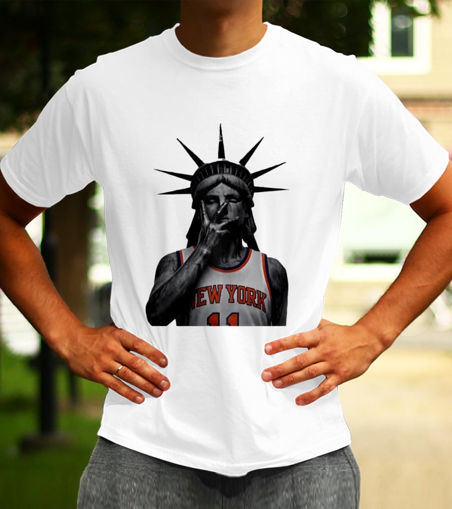 New York Knicks Jalen Brunson Statue Of Liberty Basketball Legend The Wait Is Over T-Shirt
