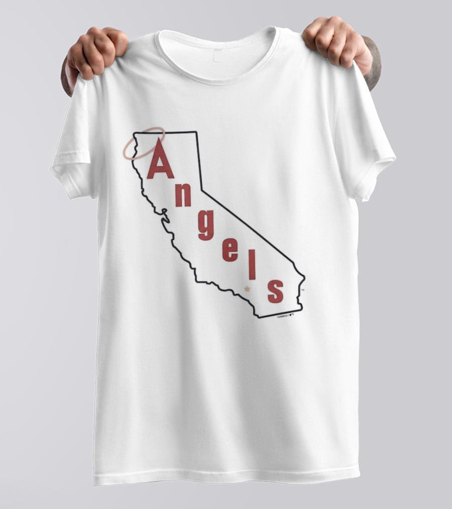 California Angels Script Los Angeles Outline With Halo T-Shirt