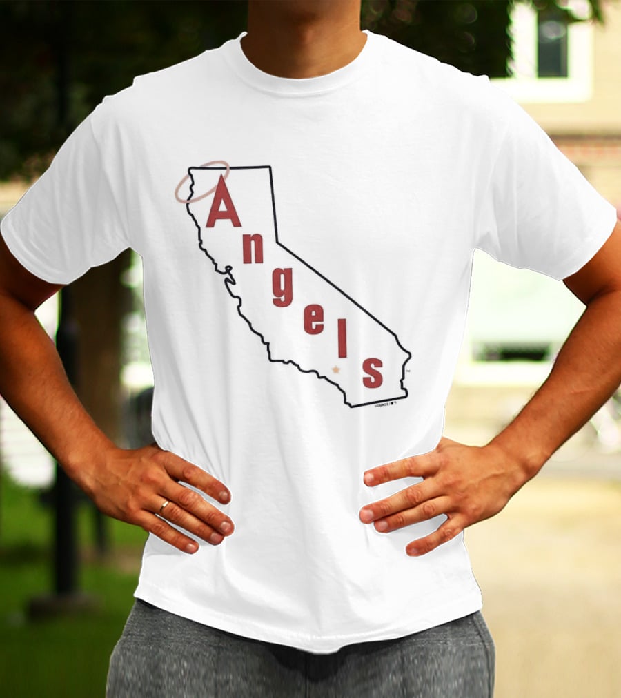 California Angels Script Los Angeles Outline With Halo T-Shirt