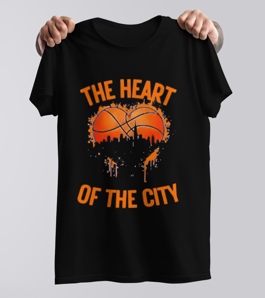 New York Knick The Heart Of The City Basketball Dripping Orange T-Shirt