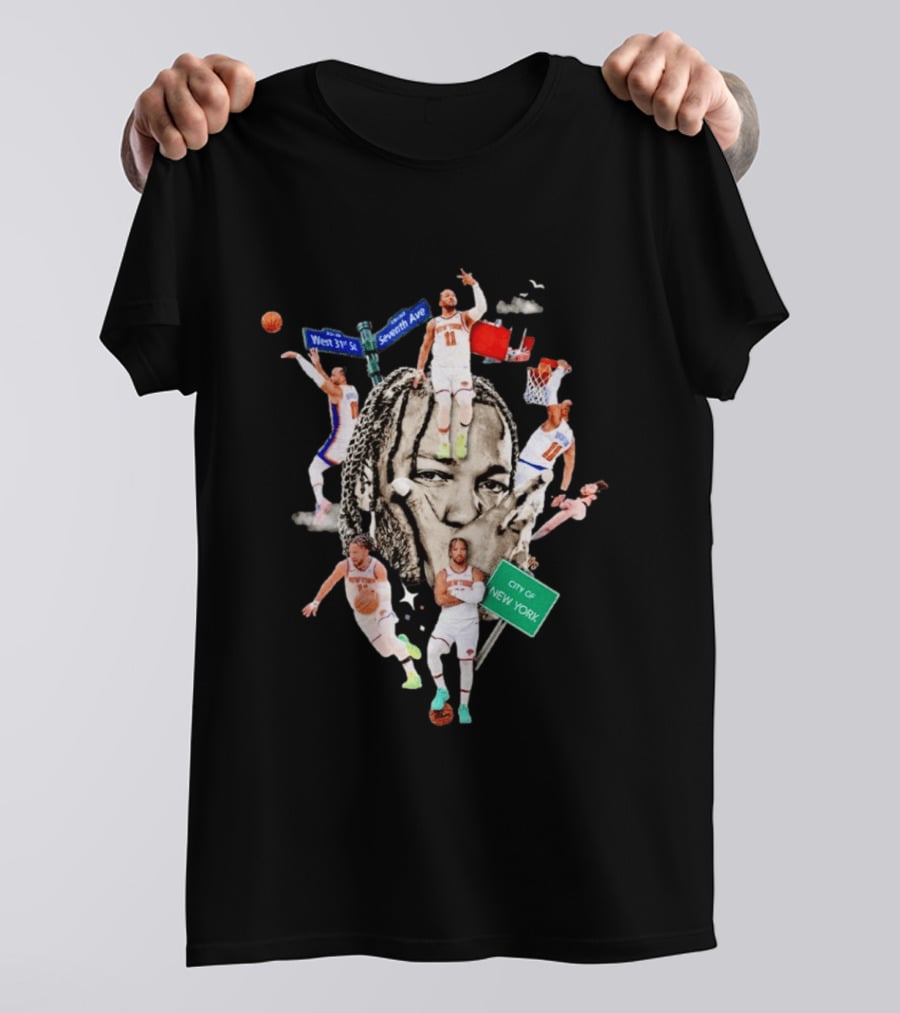 Jalen Brunson New York Knicks Collage West 31st Street Seventh Ave City Of New York T-Shirt