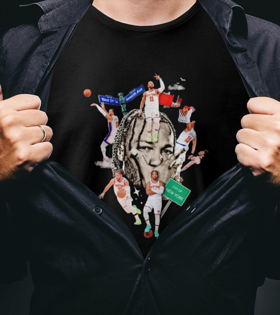 Jalen Brunson New York Knicks Collage West 31st Street Seventh Ave City Of New York T-Shirt