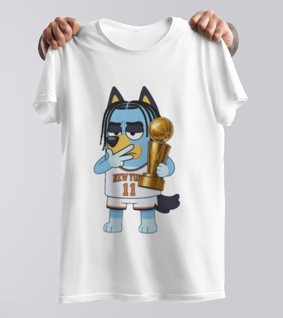Bluey Jalen Brunson New York Knicks 11 NBA Champs Trophy T-Shirt