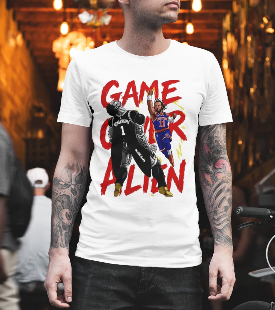Game Over Alien Wembanyama Vs Jalen Gohan Brunson Knicks T-Shirt