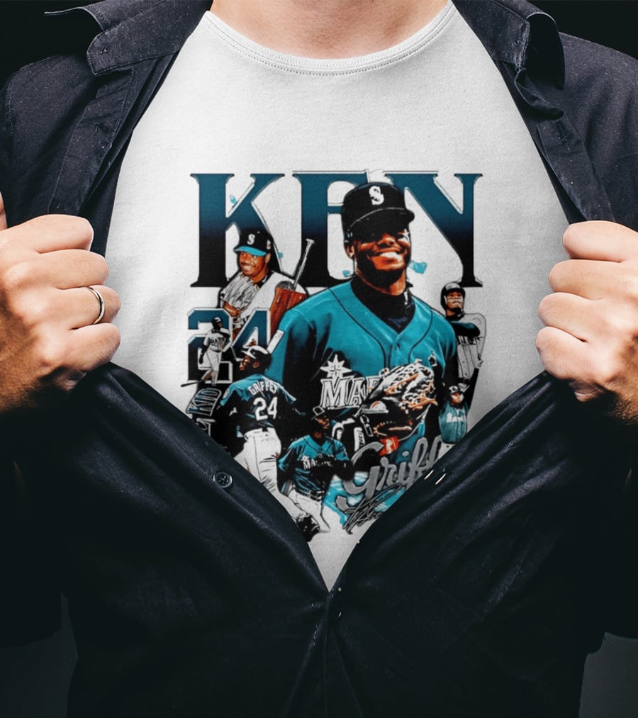 Ken Griffey Jr Seattle Mariners The Kid 24 Legendary Collage T-Shirt