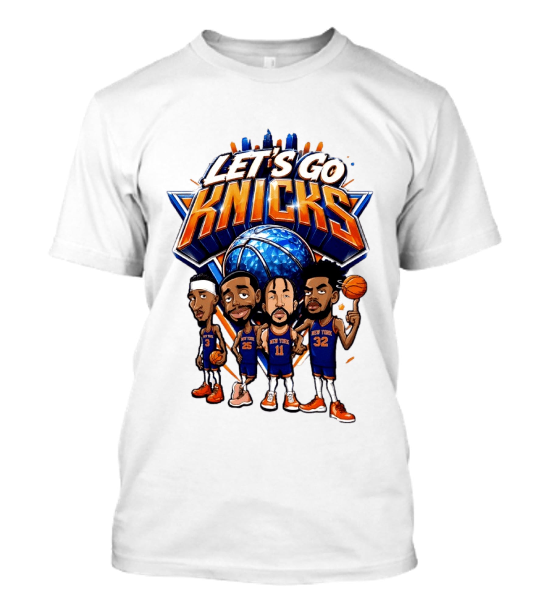 Let's Go Knicks New York Basketball Players Cartoon 2026 T-Shirt