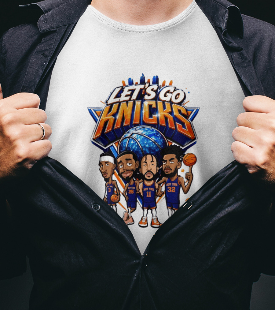 Let's Go Knicks New York Basketball Players Cartoon 2026 T-Shirt