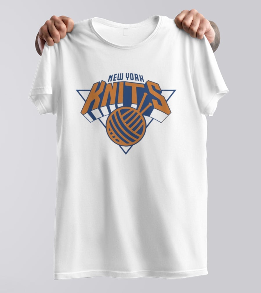 New York Knits Basketball Yarn Logo NY Knicks T-Shirt