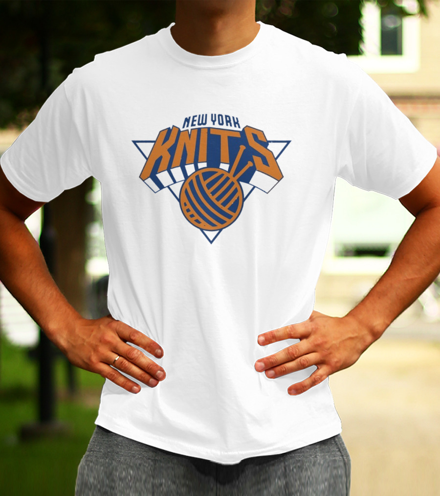 New York Knits Basketball Yarn Logo NY Knicks T-Shirt