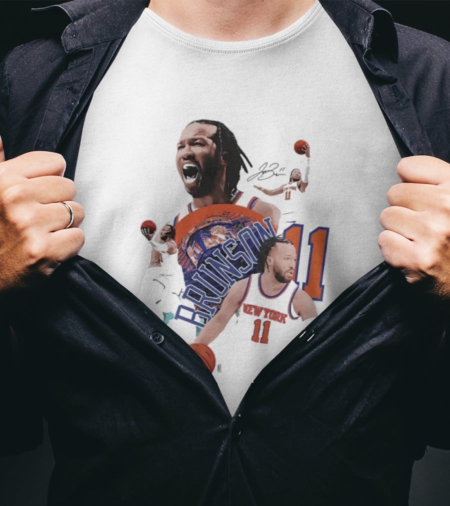 NY Knicks Jalen Brunson Number 11 Collage Basketball Player T-Shirt