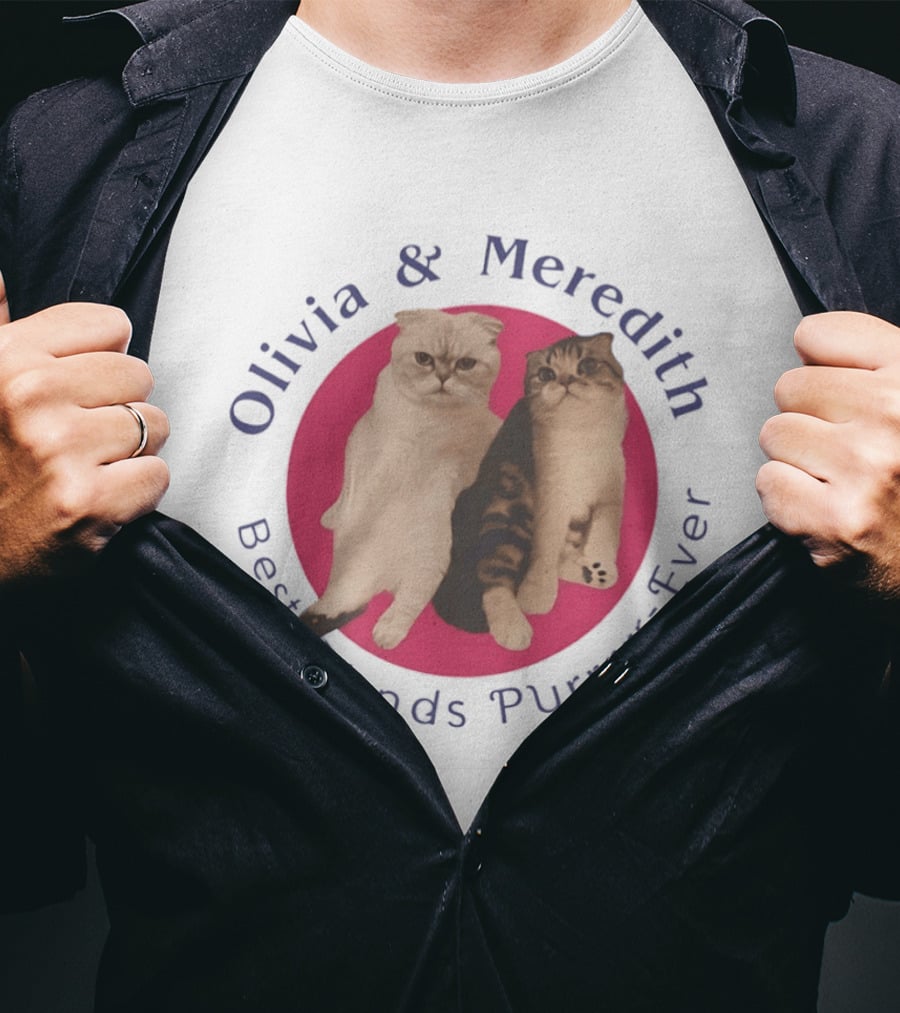 Olivia And Meredith Best Friends Purrrrr Ever Scottish Fold Cat T-Shirt