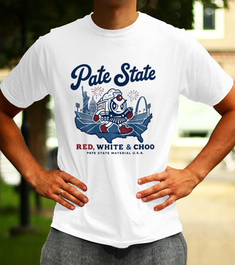 Pate State Red White And Choo USA Fireworks Statue Of Liberty Arch T-Shirt