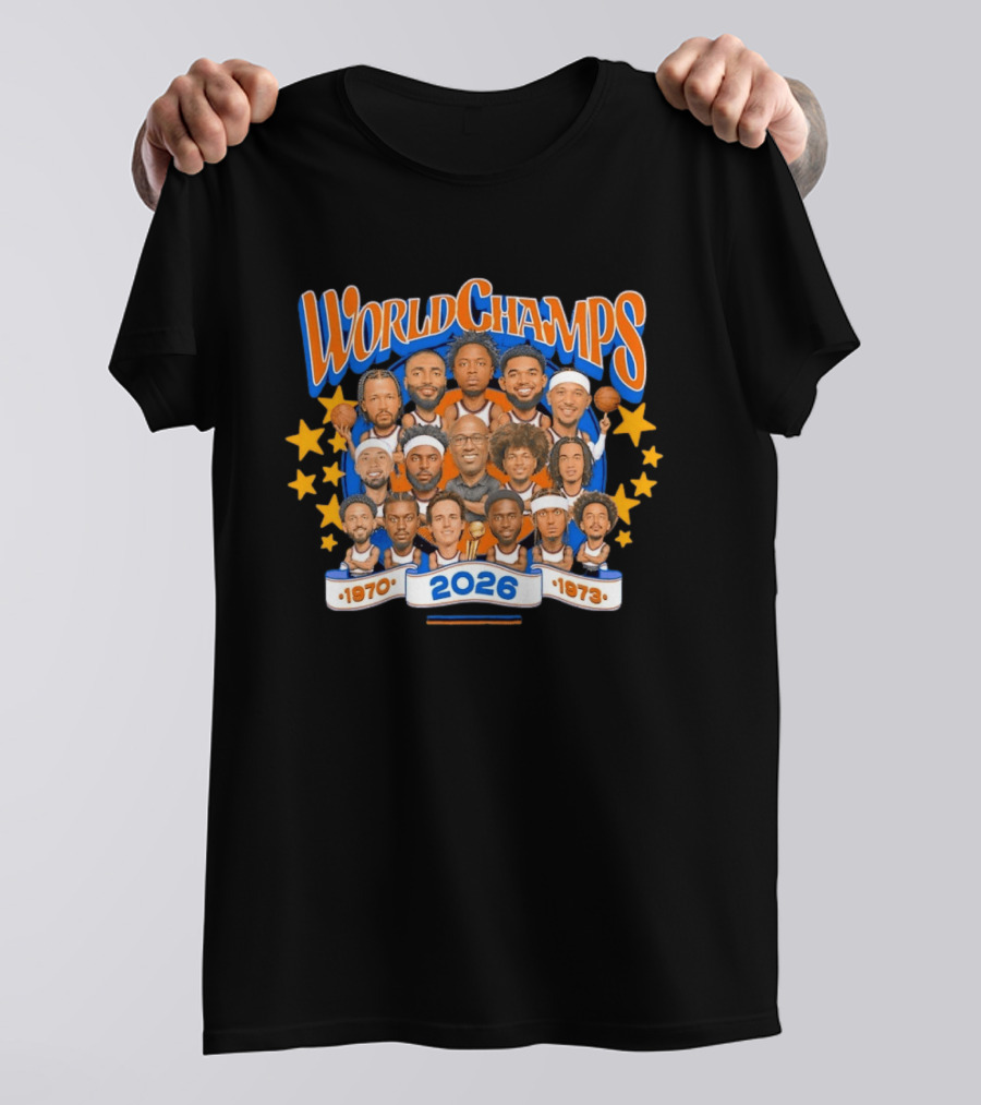 World Champs 2026 New York Knicks Team Caricature 1970 1973 T-Shirt