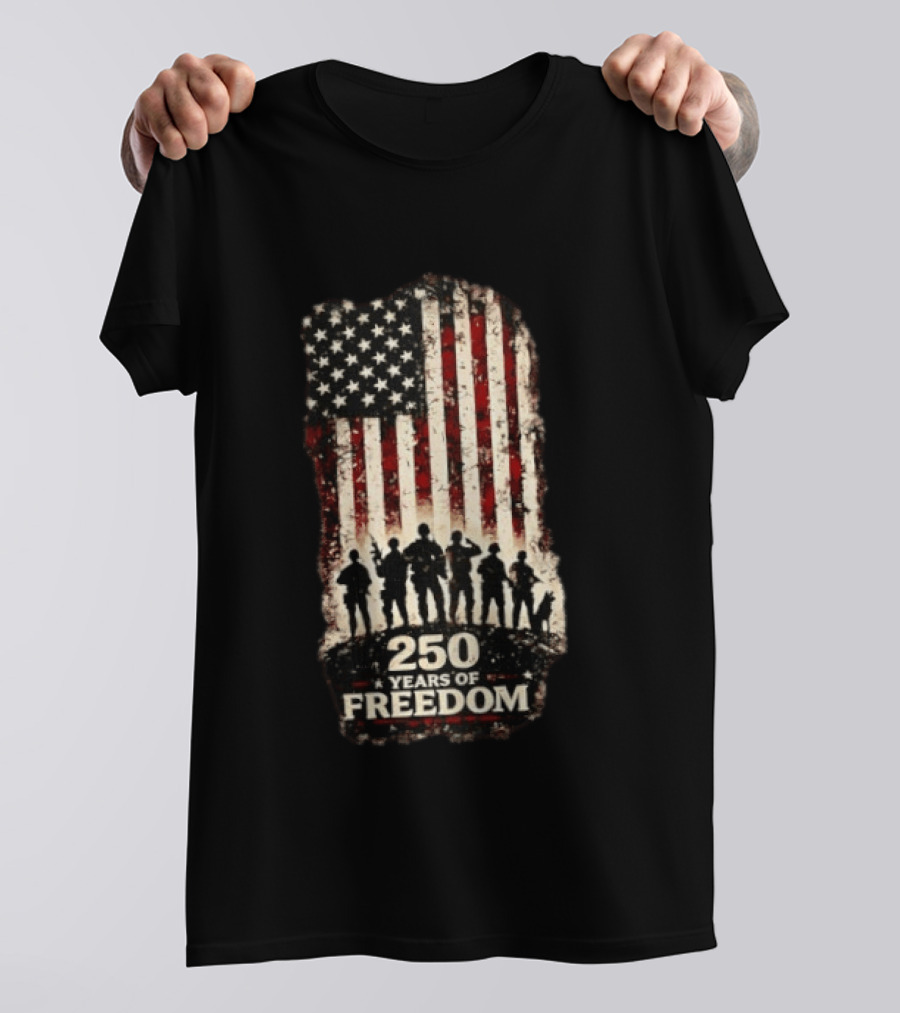 250 Years Of Freedom USA Flag Soldiers T-Shirt