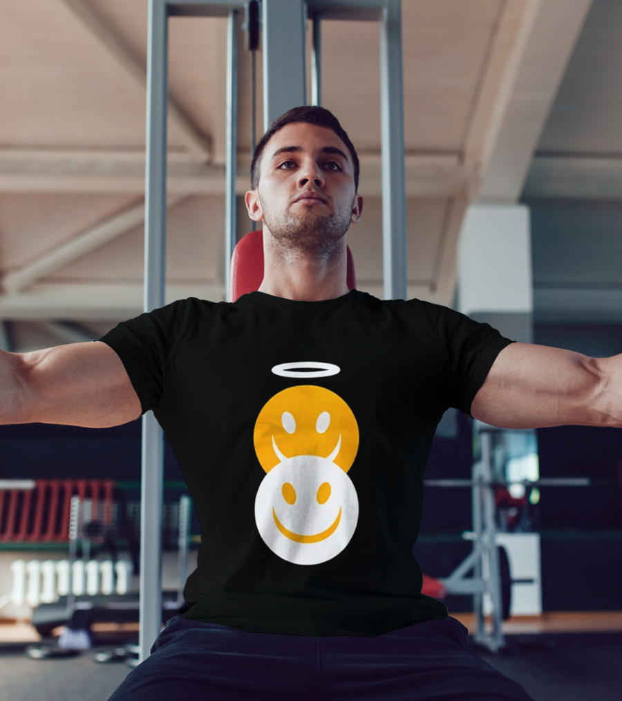 Angel And Devil Smiley Faces Halo And Horns T-Shirt