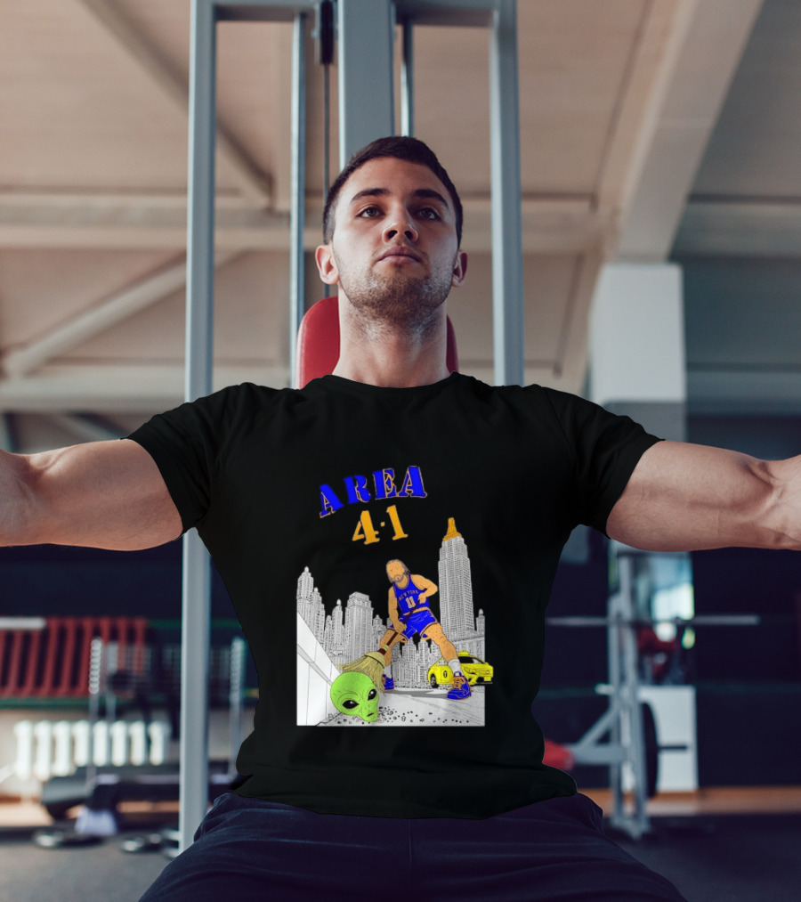 AREA 4 1 Jalen Brunson New York Knicks Vs Alien San Antonio Spurs T-Shirt