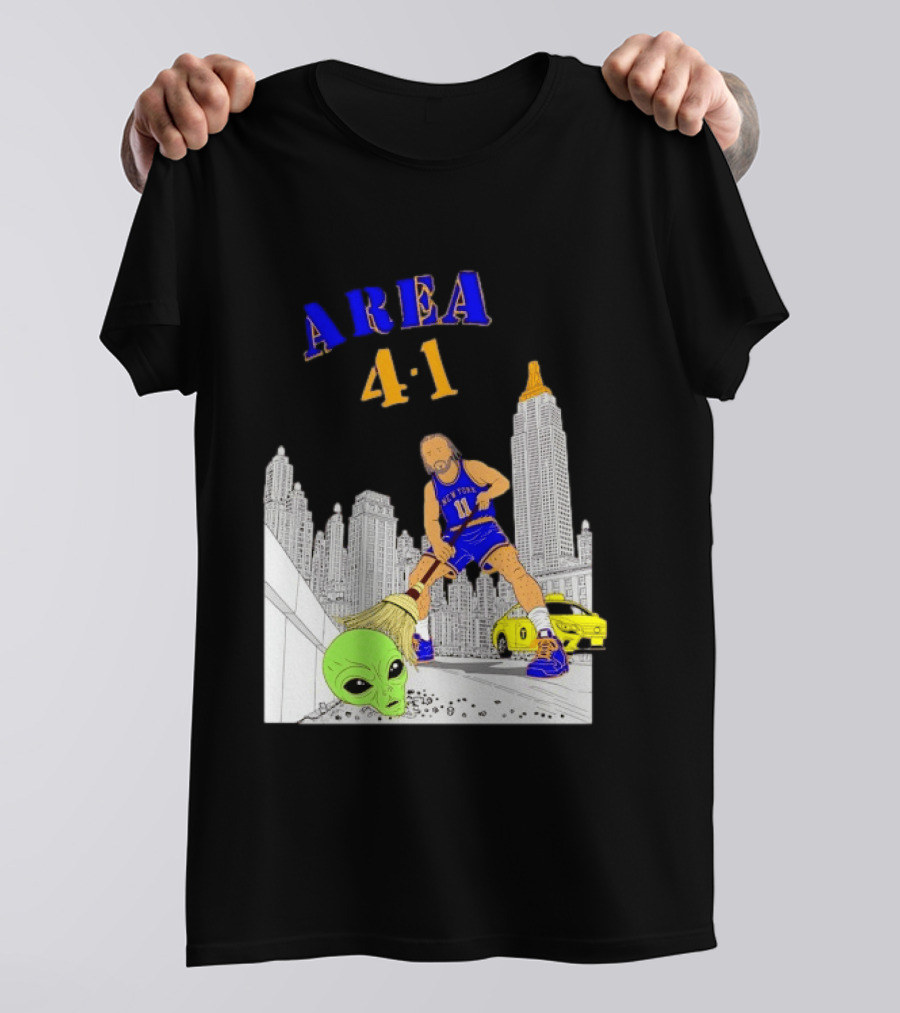 AREA 4 1 Jalen Brunson New York Knicks Vs Alien San Antonio Spurs T-Shirt