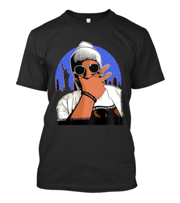 Jalen Brunson's Dad Celly Peace Sign NYC Skyline Basketball Magazine T-Shirt