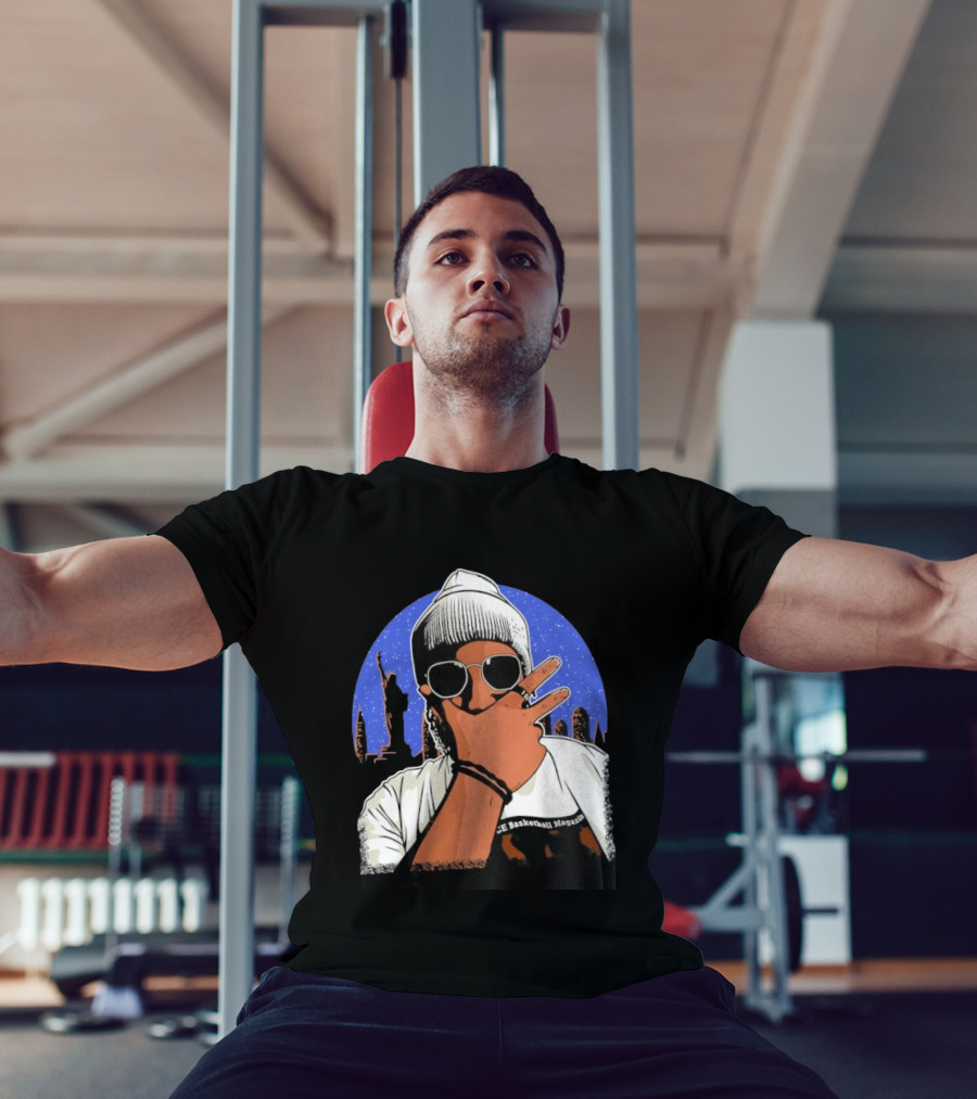 Jalen Brunson's Dad Celly Peace Sign NYC Skyline Basketball Magazine T-Shirt