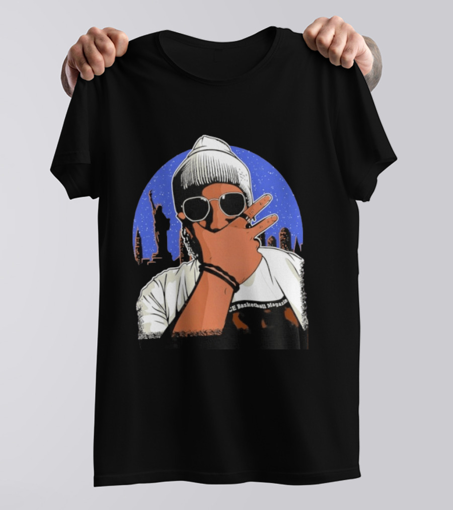 Jalen Brunson's Dad Celly Peace Sign NYC Skyline Basketball Magazine T-Shirt