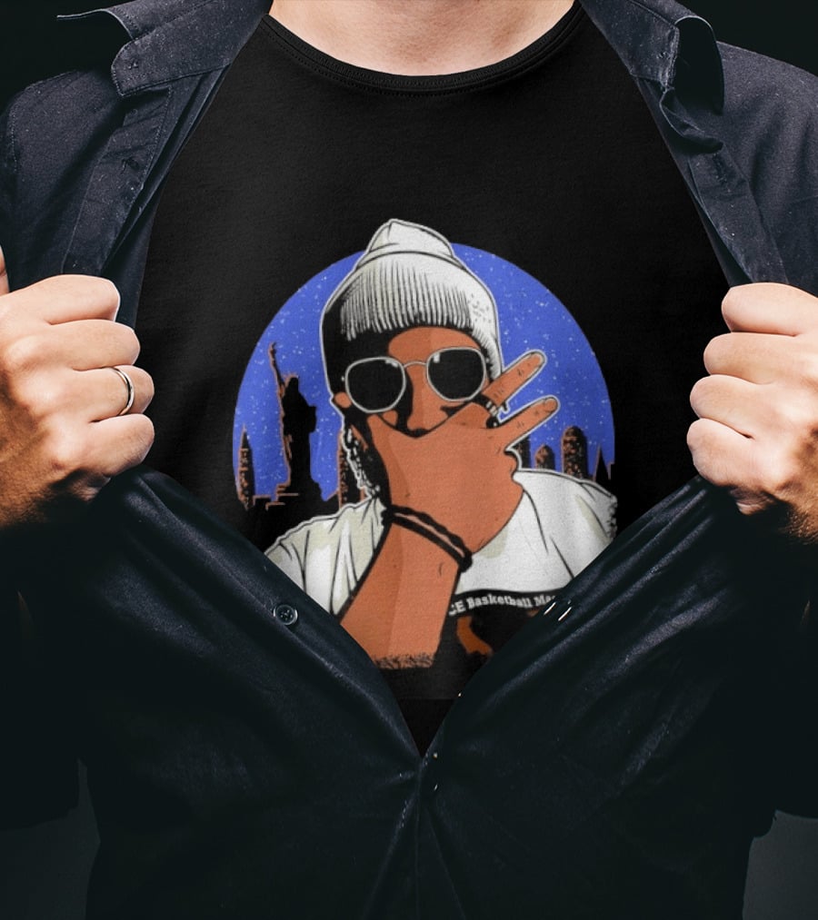 Jalen Brunson's Dad Celly Peace Sign NYC Skyline Basketball Magazine T-Shirt